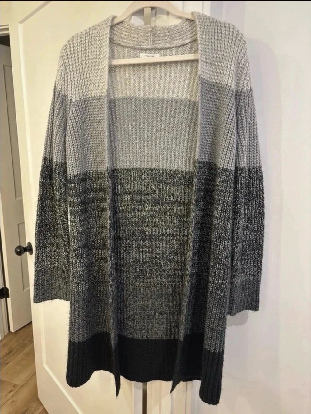 Maurices Gray Ombre Open-Front Knit Cardigan